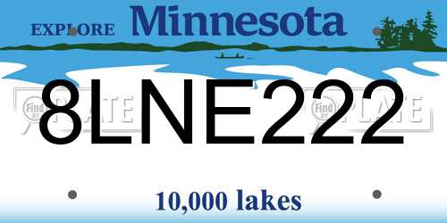8LNE222 Minnesota License Plate