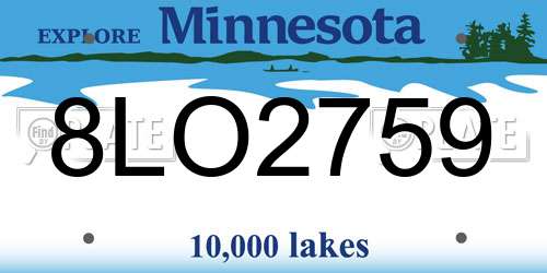 8LO2759 Minnesota License Plate