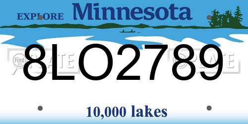 8LO2789 Minnesota License Plate