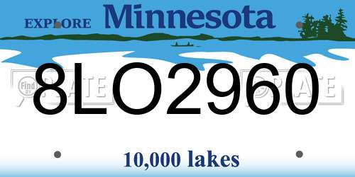 8LO2960 Minnesota License Plate