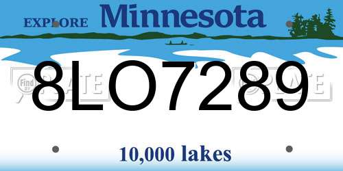 8LO7289 Minnesota License Plate