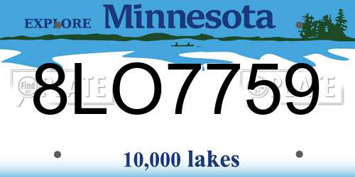 8LO7759 Minnesota License Plate
