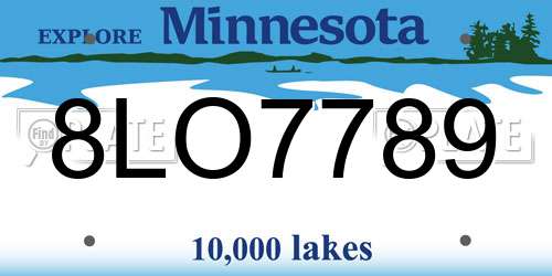 8LO7789 Minnesota License Plate