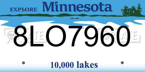 8LO7960 Minnesota License Plate