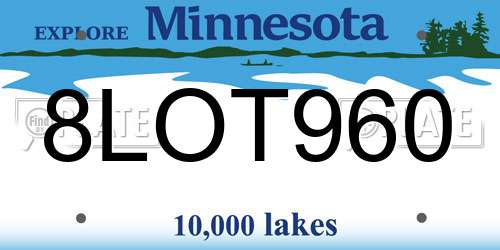 8LOT960 Minnesota License Plate