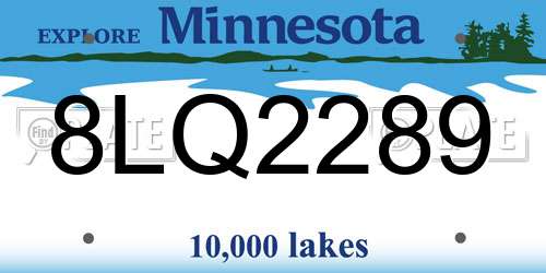 8LQ2289 Minnesota License Plate