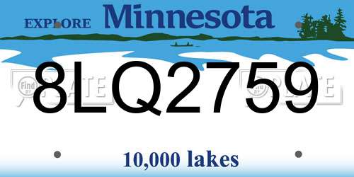 8LQ2759 Minnesota License Plate