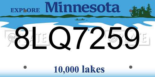8LQ7259 Minnesota License Plate