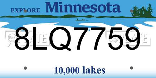 8LQ7759 Minnesota License Plate