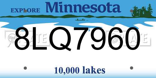 8LQ7960 Minnesota License Plate