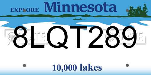 8LQT289 Minnesota License Plate