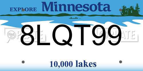 8LQT99 Minnesota License Plate
