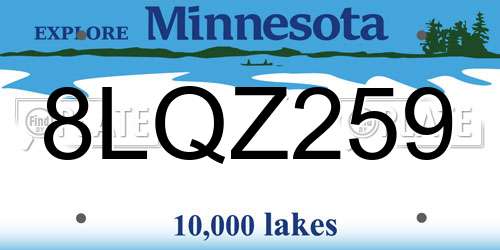 8LQZ259 Minnesota License Plate