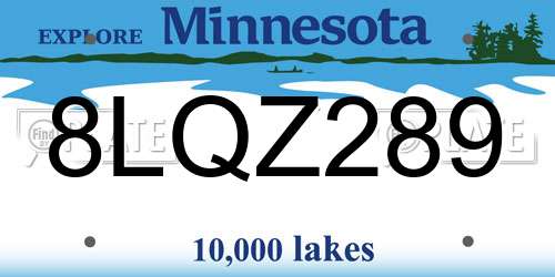 8LQZ289 Minnesota License Plate