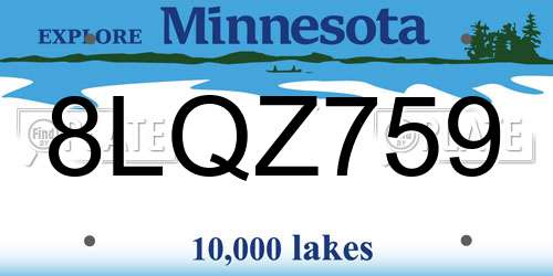 8LQZ759 Minnesota License Plate