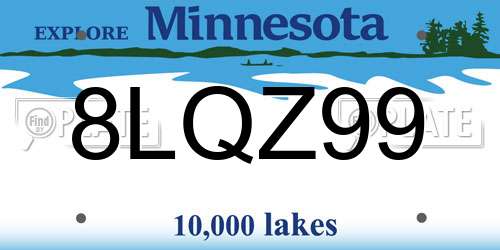 8LQZ99 Minnesota License Plate