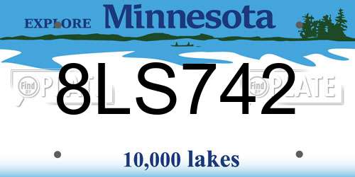 8LS742 Minnesota License Plate