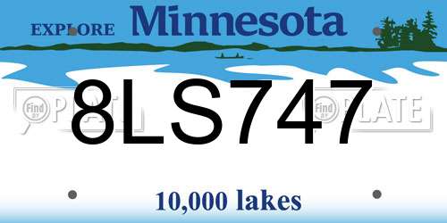 8LS747 Minnesota License Plate