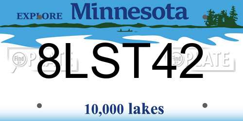 8LST42 Minnesota License Plate