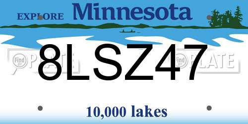 8LSZ47 Minnesota License Plate