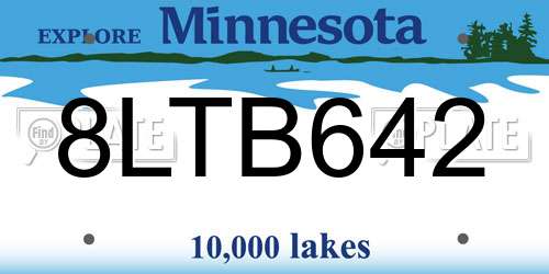 8LTB642 Minnesota License Plate
