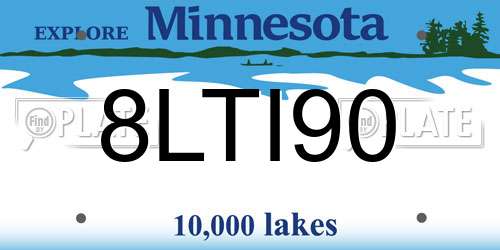 8LTI90 Minnesota License Plate