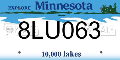 8LU063 Minnesota License Plate