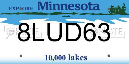 8LUD63 Minnesota License Plate