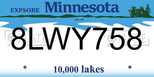 8LWY758 Minnesota License Plate