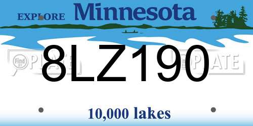 8LZ190 Minnesota License Plate