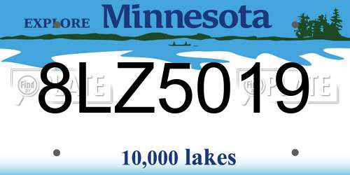 8LZ5019 Minnesota License Plate