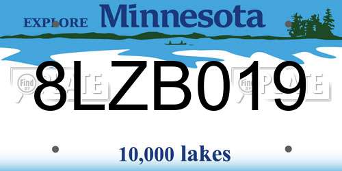 8LZB019 Minnesota License Plate