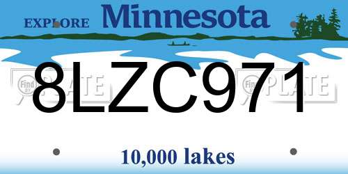 8LZC971 Minnesota License Plate