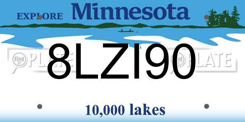 8LZI90 Minnesota License Plate