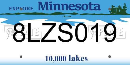 8LZS019 Minnesota License Plate