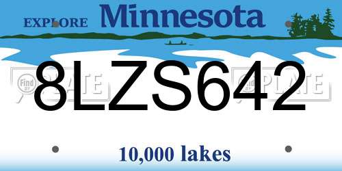 8LZS642 Minnesota License Plate