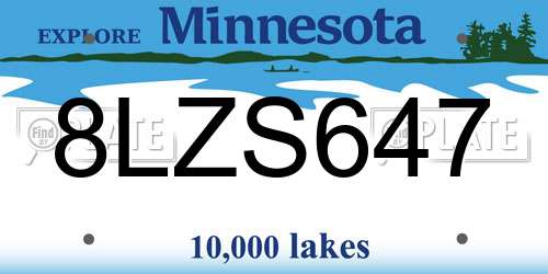 8LZS647 Minnesota License Plate