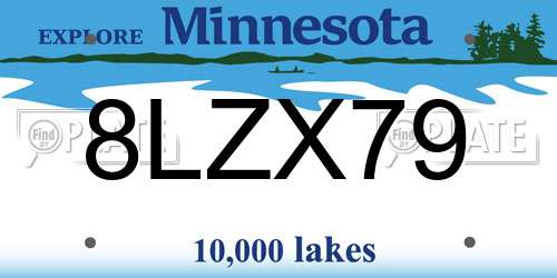 8LZX79 Minnesota License Plate