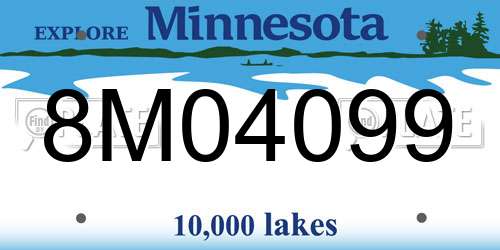 8M04099 Minnesota License Plate