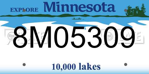 8M05309 Minnesota License Plate