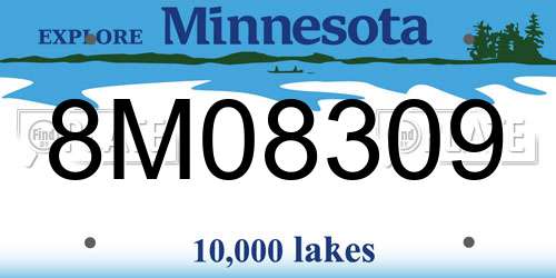 8M08309 Minnesota License Plate