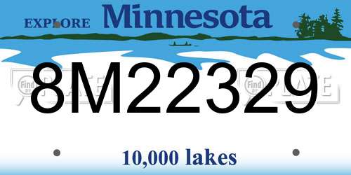 8M22329 Minnesota License Plate