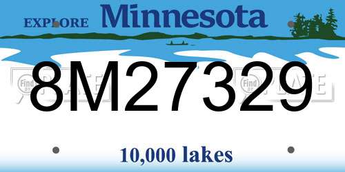 8M27329 Minnesota License Plate