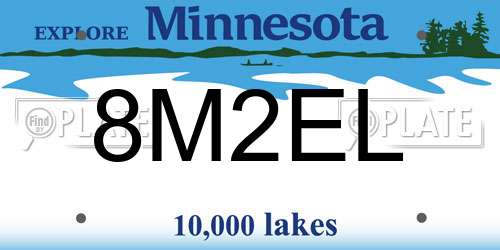 8M2EL Minnesota License Plate