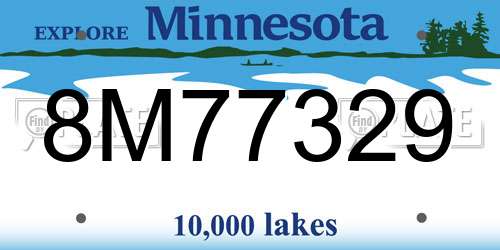 8M77329 Minnesota License Plate