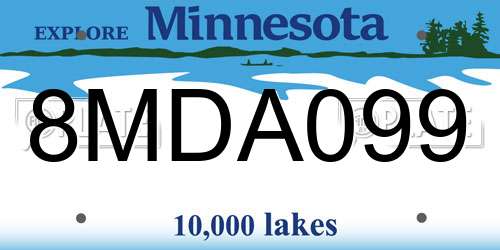 8MDA099 Minnesota License Plate