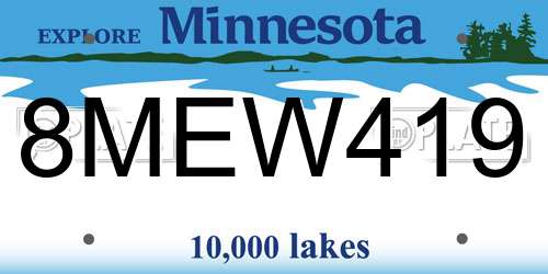 8MEW419 Minnesota License Plate