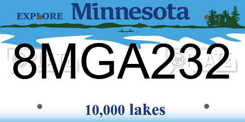 8MGA232 Minnesota License Plate