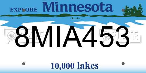 8MIA453 Minnesota License Plate