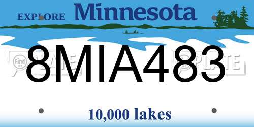8MIA483 Minnesota License Plate
